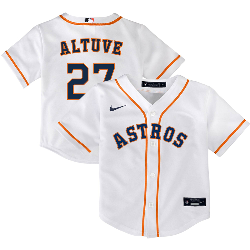 2020 MLB Infant Houston Astros #27 Jose Altuve Nike White Home 2020 Replica Player Jersey 1->atlanta braves->MLB Jersey